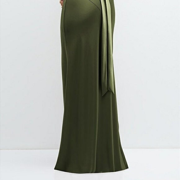 After Six 6885..Open-Back Maxi Bias Dress with Low Tie Back...Olive Green..Sz XS - Picture 4 of 7